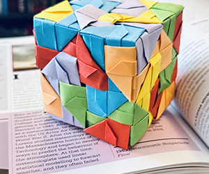 Geometric Harmony in Motion – Origami Cube of Colorful Symmetry | Polyhedra Origami
